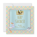Cute Baby Shower Boy Crown Prince Plaid