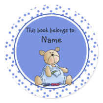 Cute baby teddy baer bookplate stickers