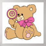Cute Baby Teddy Bear with Lollipop posters