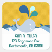 Cute Baby Whale in the Ocean Address Label Square Stickers