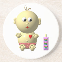 Cute baby with heart! beverage coaster