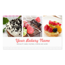Cute Bakery Business Card with 4 Photos