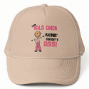 Cute Bald Chick Kicking Breast Cancer's Ass hats