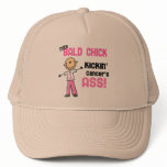 Cute Bald Chick Kicking Breast Cancer's Ass hats
