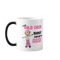 Cute Bald Chick Kicking Breast Cancer's Ass Coffee Mug
