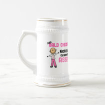 Cute Bald Chick Kicking Breast Cancer's Ass Coffee Mugs