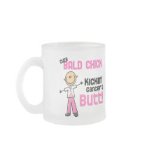 Cute Bald Chick Kicking Breast Cancer's Butt Coffee Mug
