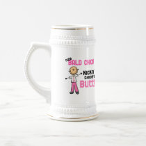 Cute Bald Chick Kicking Breast Cancer's Butt Mugs