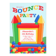 Cute Ball Pit Bounce House Birthday Party Personalized Announcement