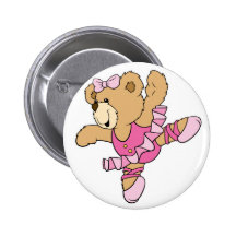 Cute Ballerina Bear Pinback Buttons