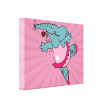 cute ballet ballerina elephant in tutu stretched canvas print