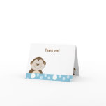 Cute Bambino Monkey Blue Dot Thank you notes Greeting Cards