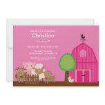 Cute Barn Yard Farm Animals Birthday Party Invite