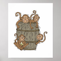 cute barrel of monkeys poster