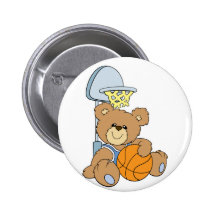 Cute Basketball Bear Button