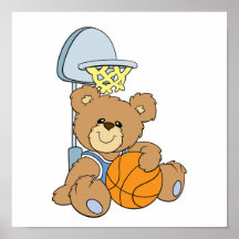 Cute Basketball Bear Poster
