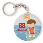 Cute basketball player red basketball jersey key chain