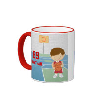 Cute basketball player red basketball jersey mugs
