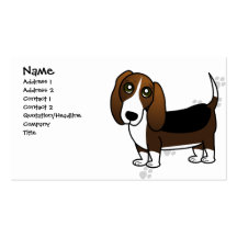 Cute Basset Hound Cartoon - Brown White and Black Business Card Templates