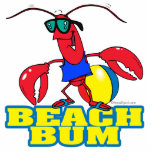 cute beach bum lobster cartoon graphic photo sculptures