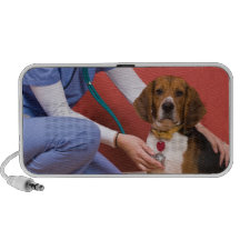 Cute Beagle Dog Getting a Veterinary Checkup Travelling Speakers