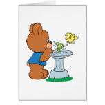 Cute Bear and Bird Bath Design Greeting Cards