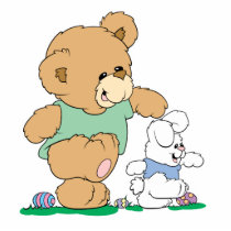 Cute Bear and Easter Bunny Photo Cut Out
