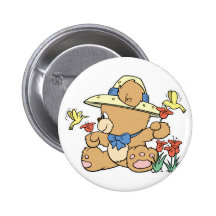 Cute Bear and Hummingbirds Pins