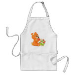cute bear eating strawberries aprons