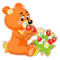 cute bear eating strawberries acrylic cut outs