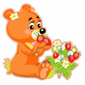 cute bear eating strawberries photo sculptures