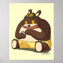 Cute bear funny cartoon anime character poster