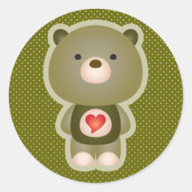 Cute Bear Green Sticker