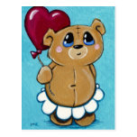 Cute Bear Holding Heart Balloon Postcard postcards