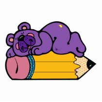 cute bear sleeping on pencil photo cut out