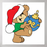 Cute Bear with Christmas Ornament posters