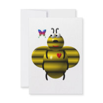 Cute bee and baby butterfly