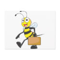 Cute Bee Cartoon Carry Attache Go to Work Office postcards