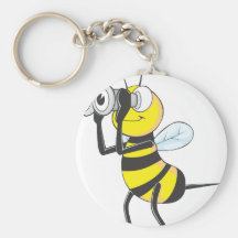 Cute Bee Holding Binoculars Looking at Something Key Chains
