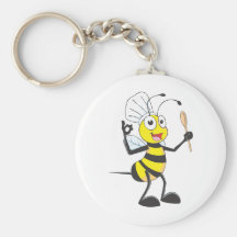 Cute Bee in Chef Outfit Delicious Keychain