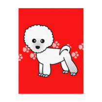 Cute Bichon Frise Cartoon Post Cards