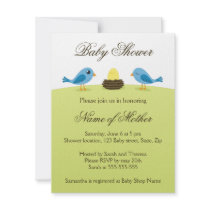 Cute birds with yellow egg baby shower invitation