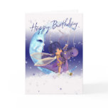 Cute Birthday card, pink dragon and fairy
