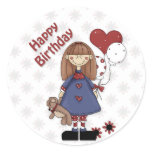 Cute Birthday Girl with Ballons Stickers