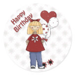 Cute Birthday Girl with Ballons Stickers