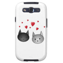 Cute Black and Grey Cats, with Hearts.