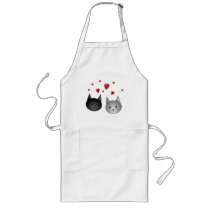 Cute Black and Grey Cats, with Hearts. Apron