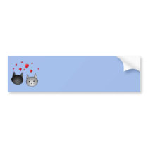 Cute Black and Grey Cats, with Hearts. Bumper Stickers