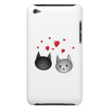 Cute Black and Grey Cats, with Hearts. iPod Touch Case-Mate Case