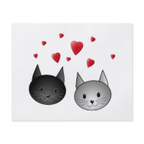 Cute Black and Grey Cats, with Hearts. Personalised Flyer